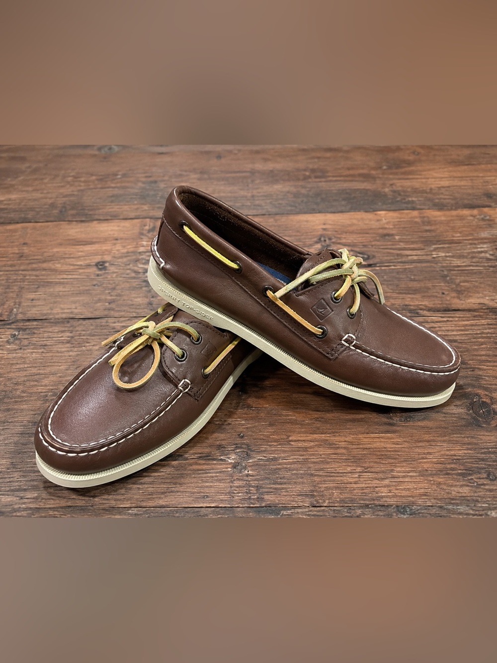 Sperry Top-Sider Authentic Original 2-Eye Leather Boat Shoes Brown Men’s Size 9M